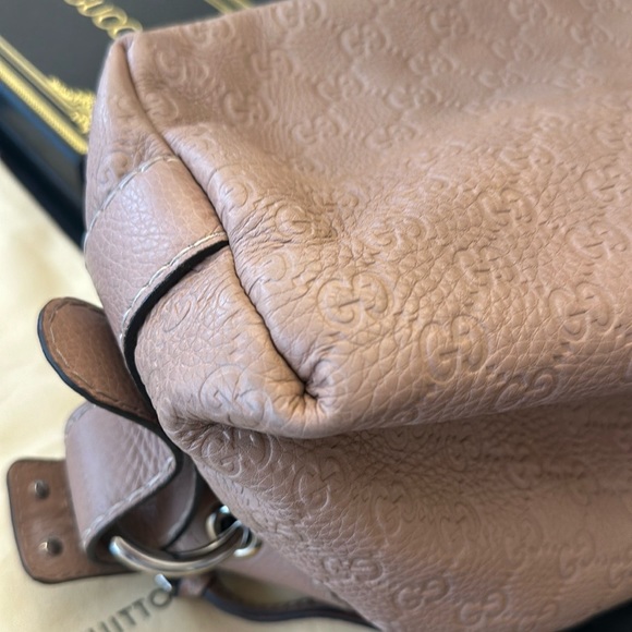 GUCCI Antique Rose Guccissima Leather Bamboo Bar Medium Tote Bag - Picture 12 of 15